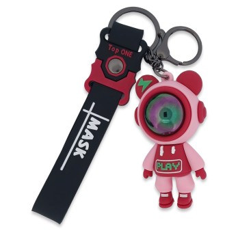 Porte-clés cosmonaute rose fille oreille nounours
