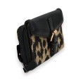 Portefeuille Léopard Melanie Paris Compact Bi-matière Noir