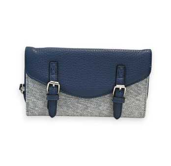 Portefeuille Élégance Mélanie Paris Bi-matière Bleu Marine