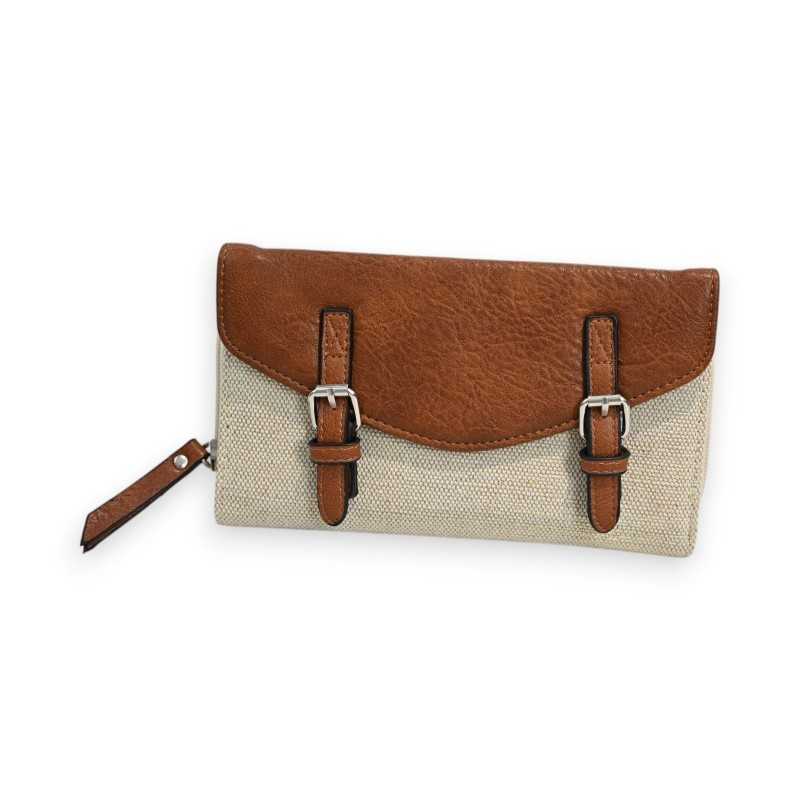 Portefeuille Bi-matière Élégance Mélanie Paris Beige et Camel