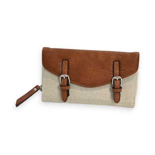 Portefeuille Bi-matière Élégance Mélanie Paris Beige et Camel