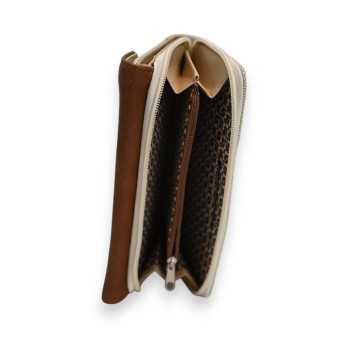 Portefeuille Bi-matière Élégance Mélanie Paris Beige et Camel