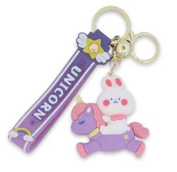 Porte-clés lapin sur sa licorne