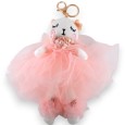 Porte-clés chat shabby tulle rose
