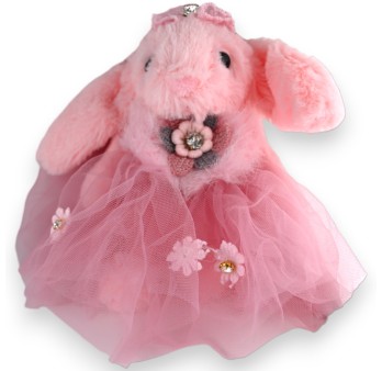 Porte-clés lapin shabby tulle rose