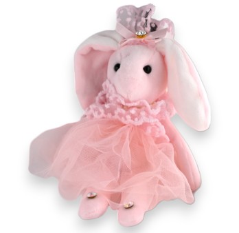 Porte-clés lapin rose shabby