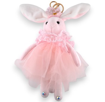 Porte-clés lapin rose shabby