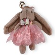 Porte clés lapin shabby taupe et rose
