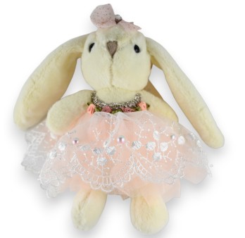 Porte-clés lapin shabby crème
