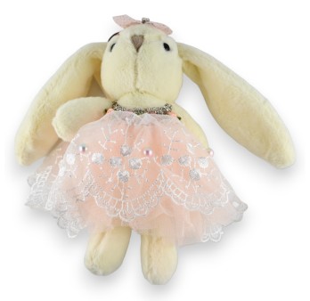 Porte-clés lapin shabby crème