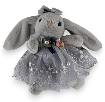 Porte-clés lapin gris shabby