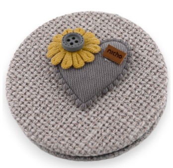 Petit miroir de poche cœur fleur 3D gris