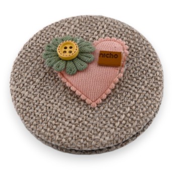 Petit miroir de poche taupe coeur fleur 3D verte