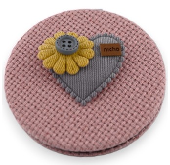 Petit miroir de poche rose cœur fleur 3D gris