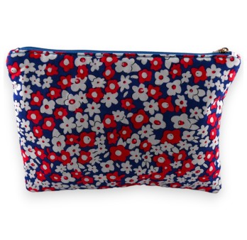 Pochette tissu coton fleurs rouge et blanc