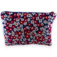Pochette tissu coton fleurs rouge et blanc