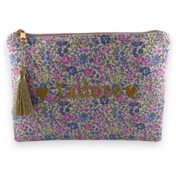 Pochette J'ADORE en coton imprimé liberty