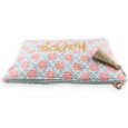 Pochette HAPPY coton imprimé fleurs rose et vert d'eau