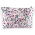 Pochette AMOUR coton fleurs rose bleu marron