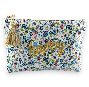 Pochette HAPPY liberty bleu vert rose