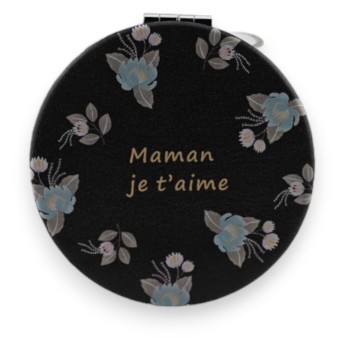 Miroir de poche noir "Maman je T'aime"
