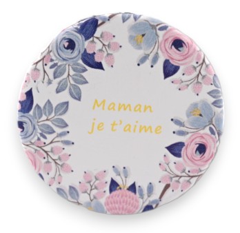 Miroir de poche blanc Maman Je T'aime
