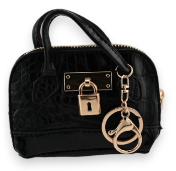 Porte clés porte monnaie noir croco